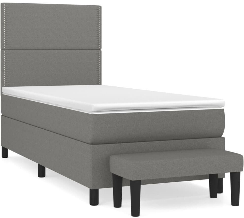 vidaXL Box spring bed with mattress 90x200cm fabric (3136486)