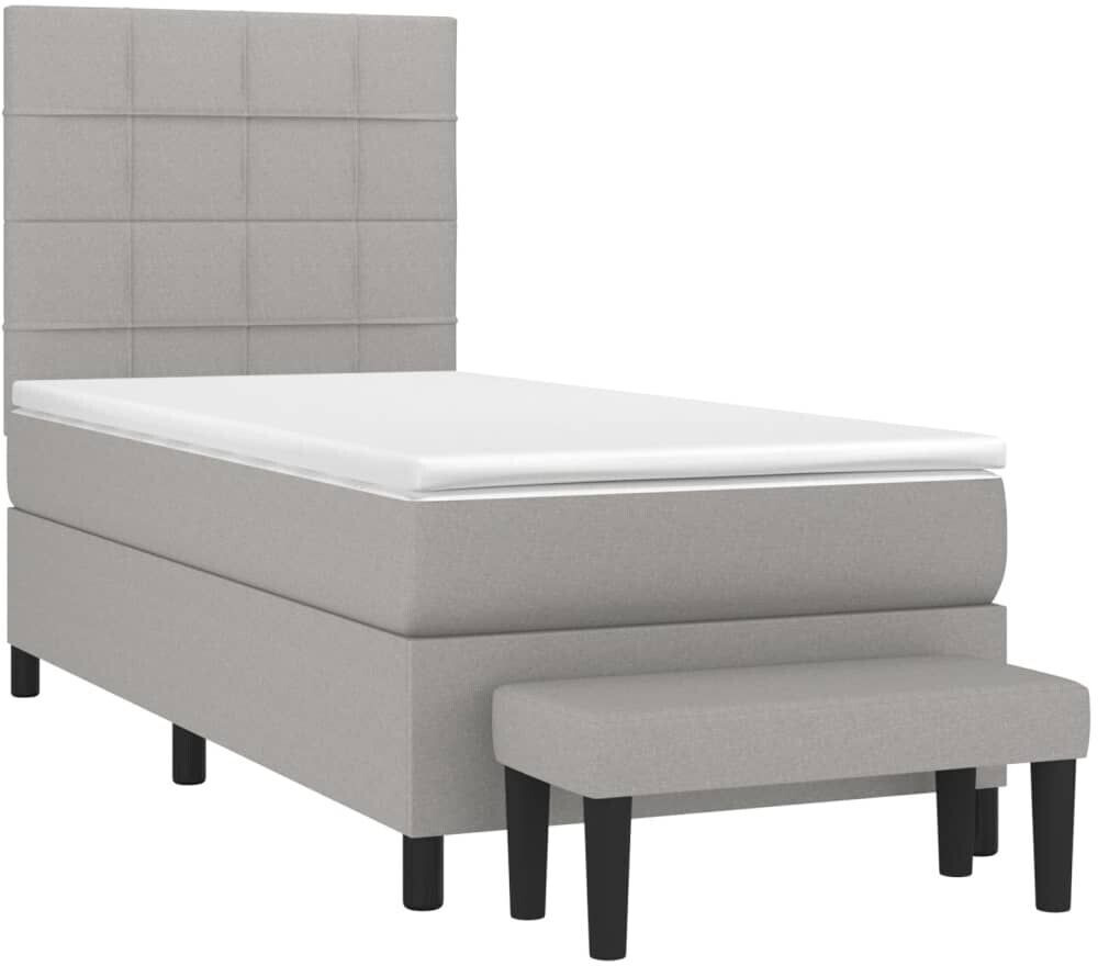 vidaXL Box spring bed with mattress 90x200cm fabric (3136565)