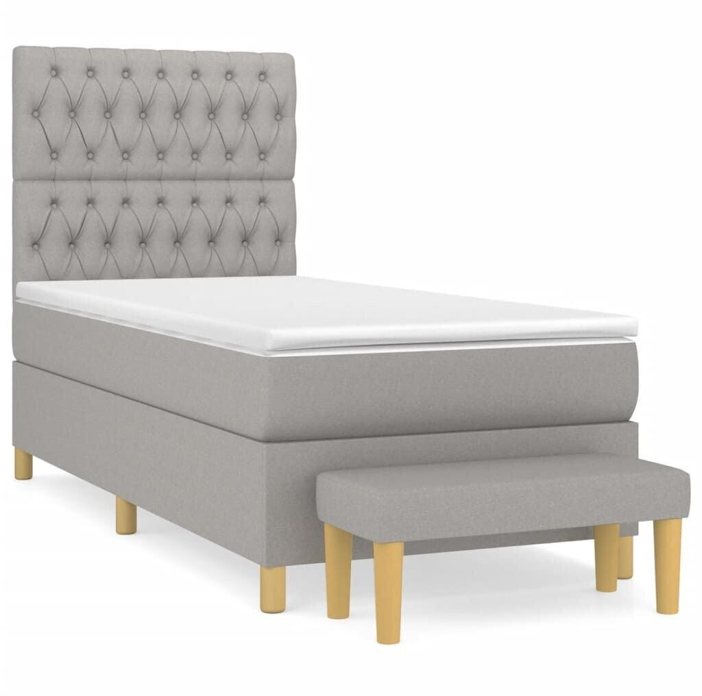 vidaXL Box spring bed with mattress 90x200cm fabric (3137365)