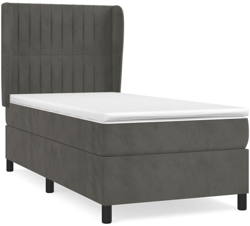 vidaXL Box spring bed with mattress 90x200cm velvet (3129310)