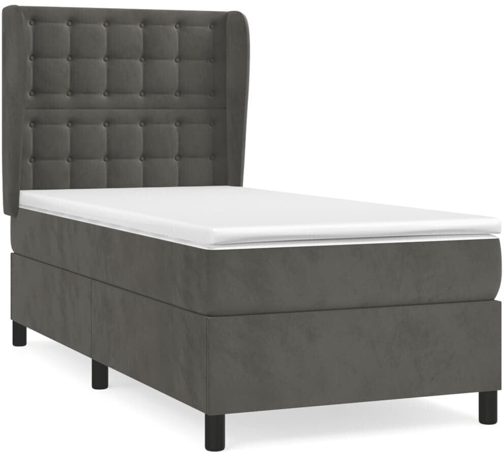 vidaXL Box spring bed with mattress 90x200cm velvet (3129430)