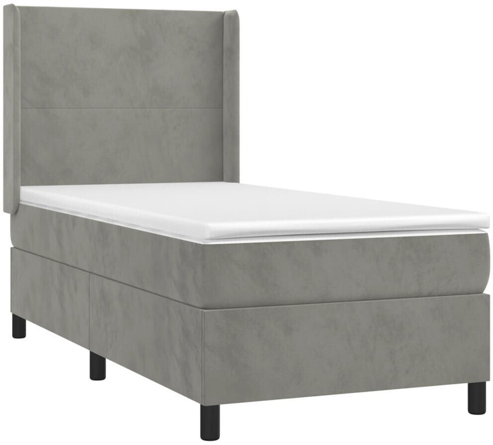 vidaXL Box spring bed with mattress 90x200cm velvet (3132537)