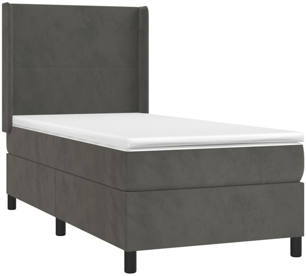 vidaXL Box spring bed with mattress 90x200cm velvet (3132538)