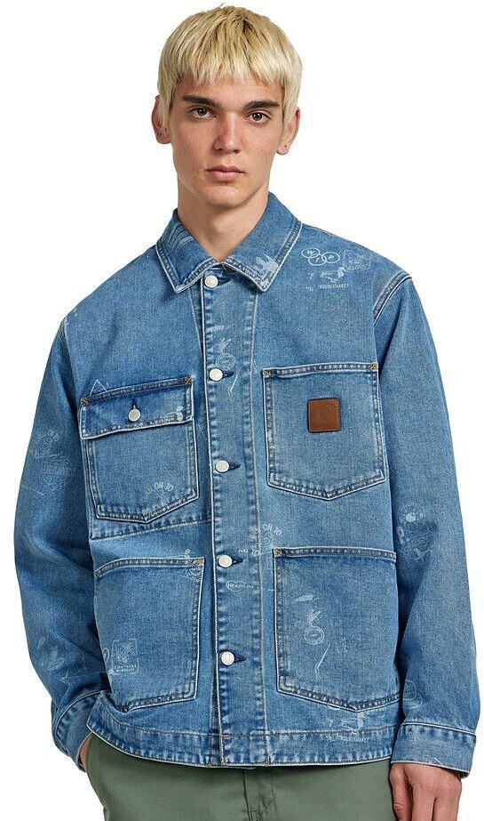 Carhartt Stamp Jacket Maitland Stamp Denim 13.5 O Stamp Print/blue Bleached (I033743)