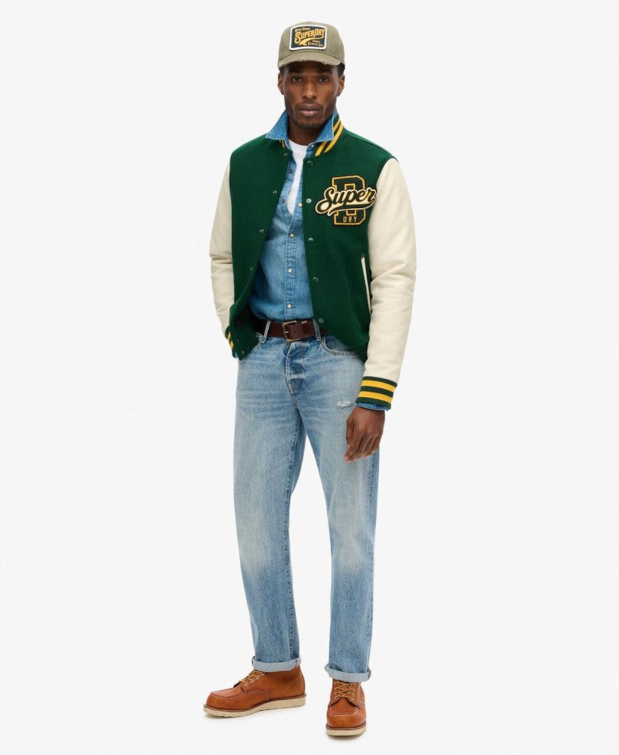 Superdry varsity wool leather bomber jacket discount
