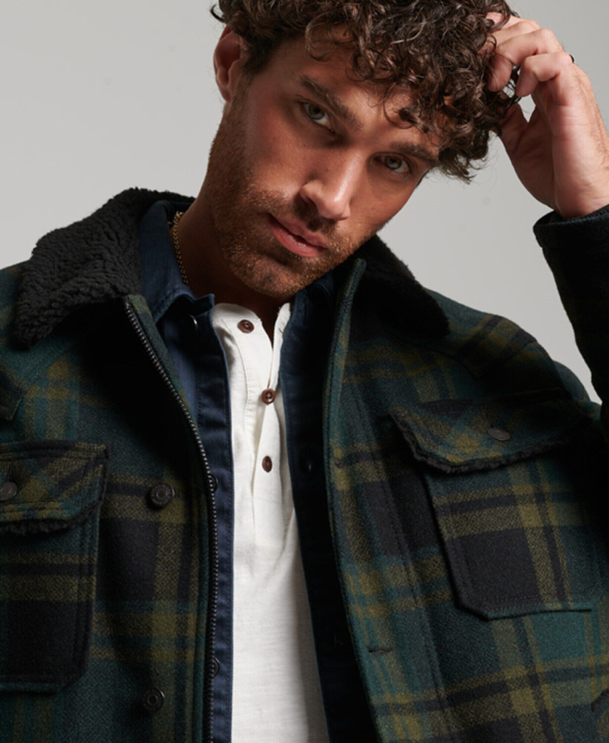 Superdry Merchant Wool Chore Coat M5011680A merchant green check ab 219 99 Preisvergleich bei idealo
