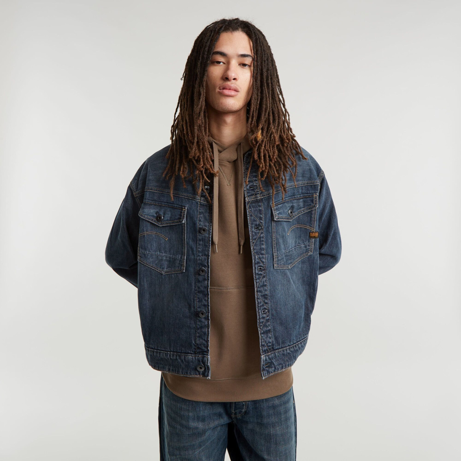 G-Star Dakota Jacket dark blue (D23593) worn in broken cloud