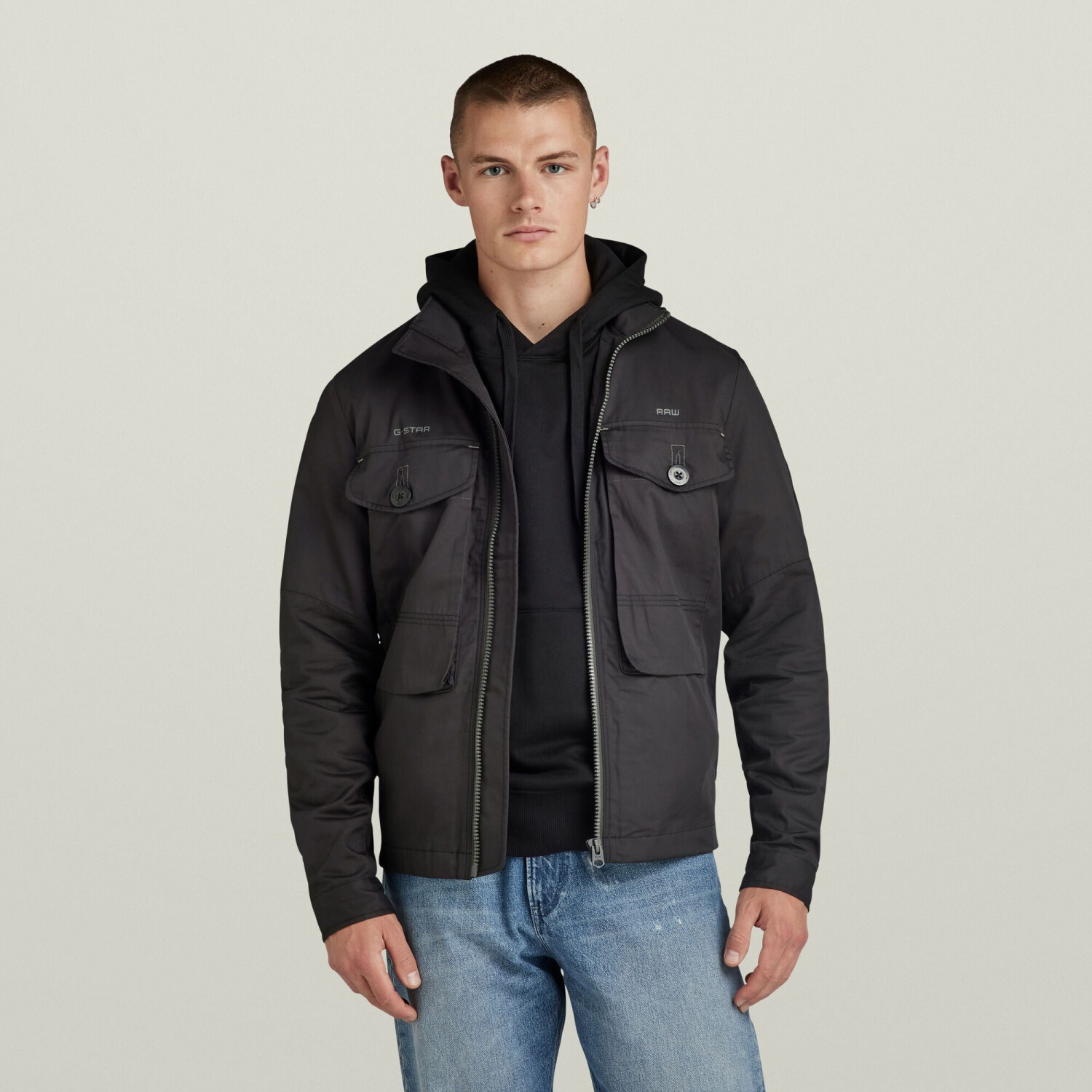 G-Star Long Pocket Track Overshirt (D24744) dark black