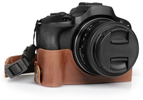 MegaGear Leather Half Camera Case Compatible with Canon EOS R100 (Brown)