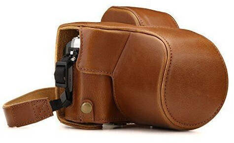 MegaGear MG1347 Ever Ready Leather Case and Strap with Battery Access for Olympus OM-D E-M10 Mark III Camera - Light Brown