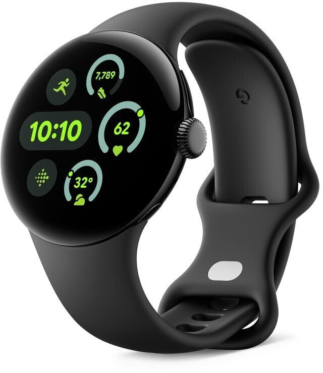 Google Pixel Watch 3 45 mm Bluetooth Boîtier noir mat/ Bracelet noir volcanique