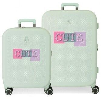 Enso Cute Girl Juego de Verde 55/70 cms Rígida ABS Cierre TSA integrado 116L 7,54 kgs 4 Ruedas dobles Equipaje de Mano