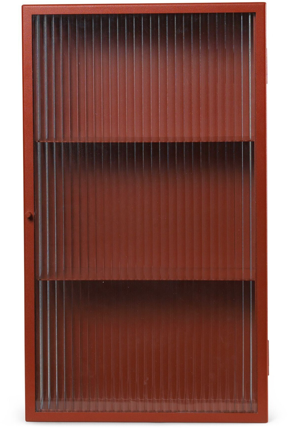 ferm LIVING Haze wall cabinet fluted glass oxide red powder coated oxide red 35x60x15cm