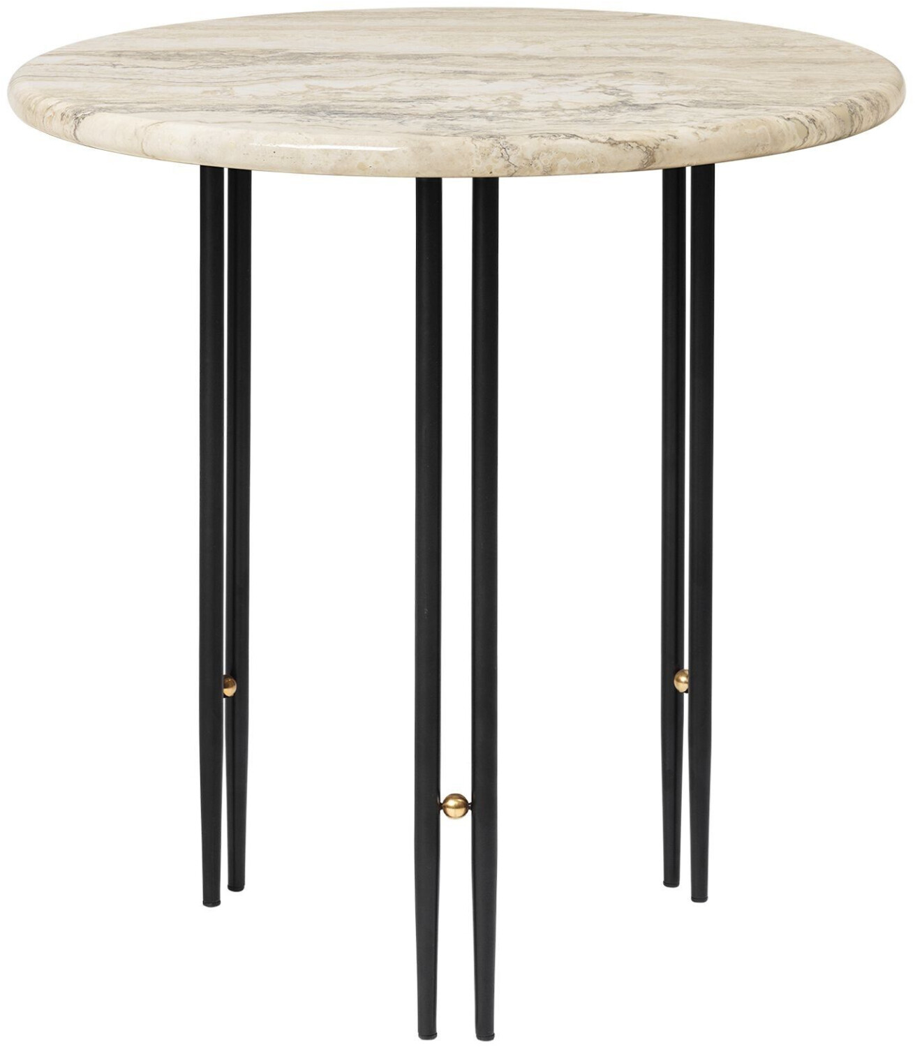 Gubi IOI side table Ø50cm wavy beige travertine matt black wavy beige H x Ø 50x50cm