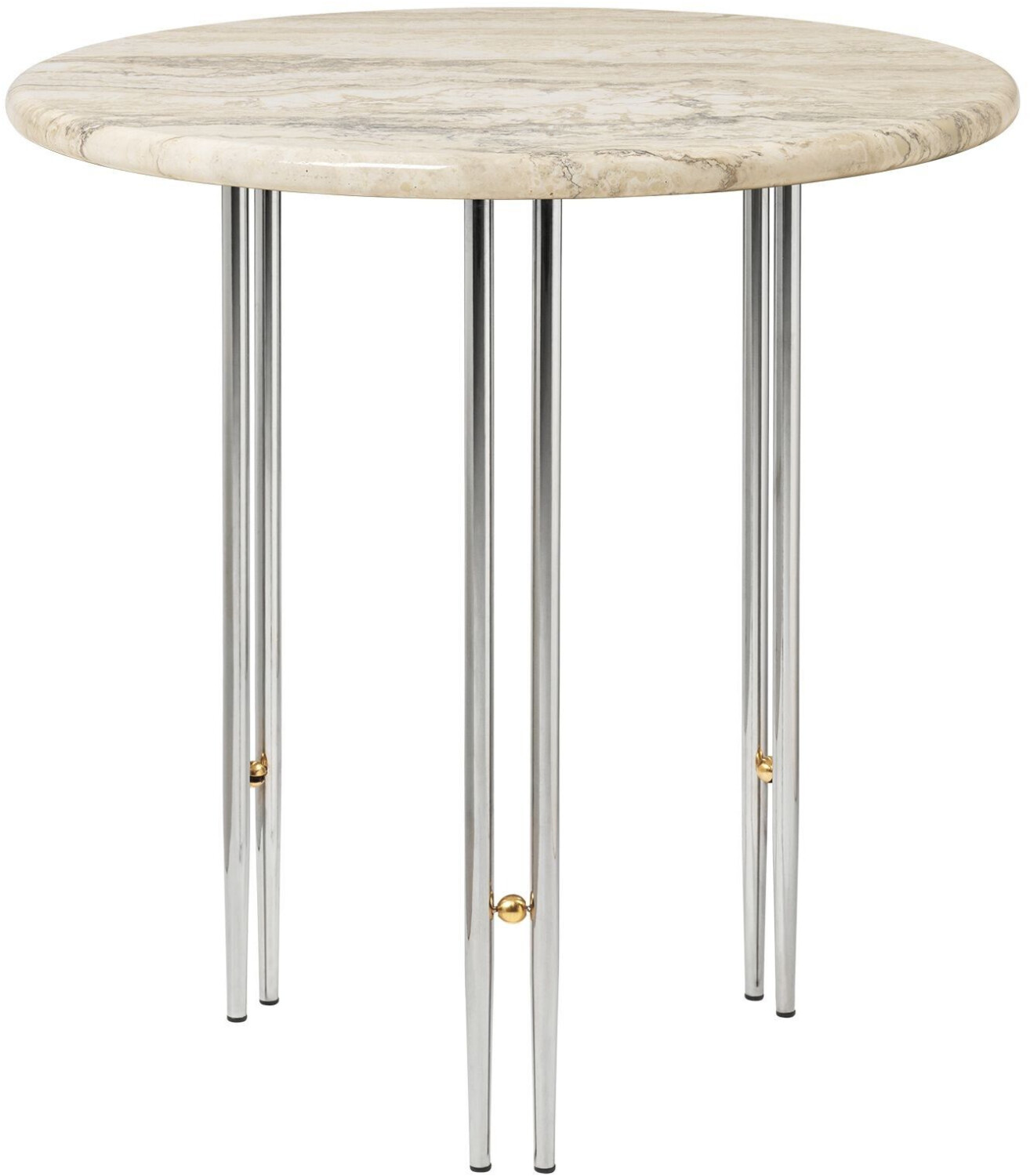 Gubi IOI side table Ø50cm wavy beige travertine chrome wavy beige H x Ø 50x50cm