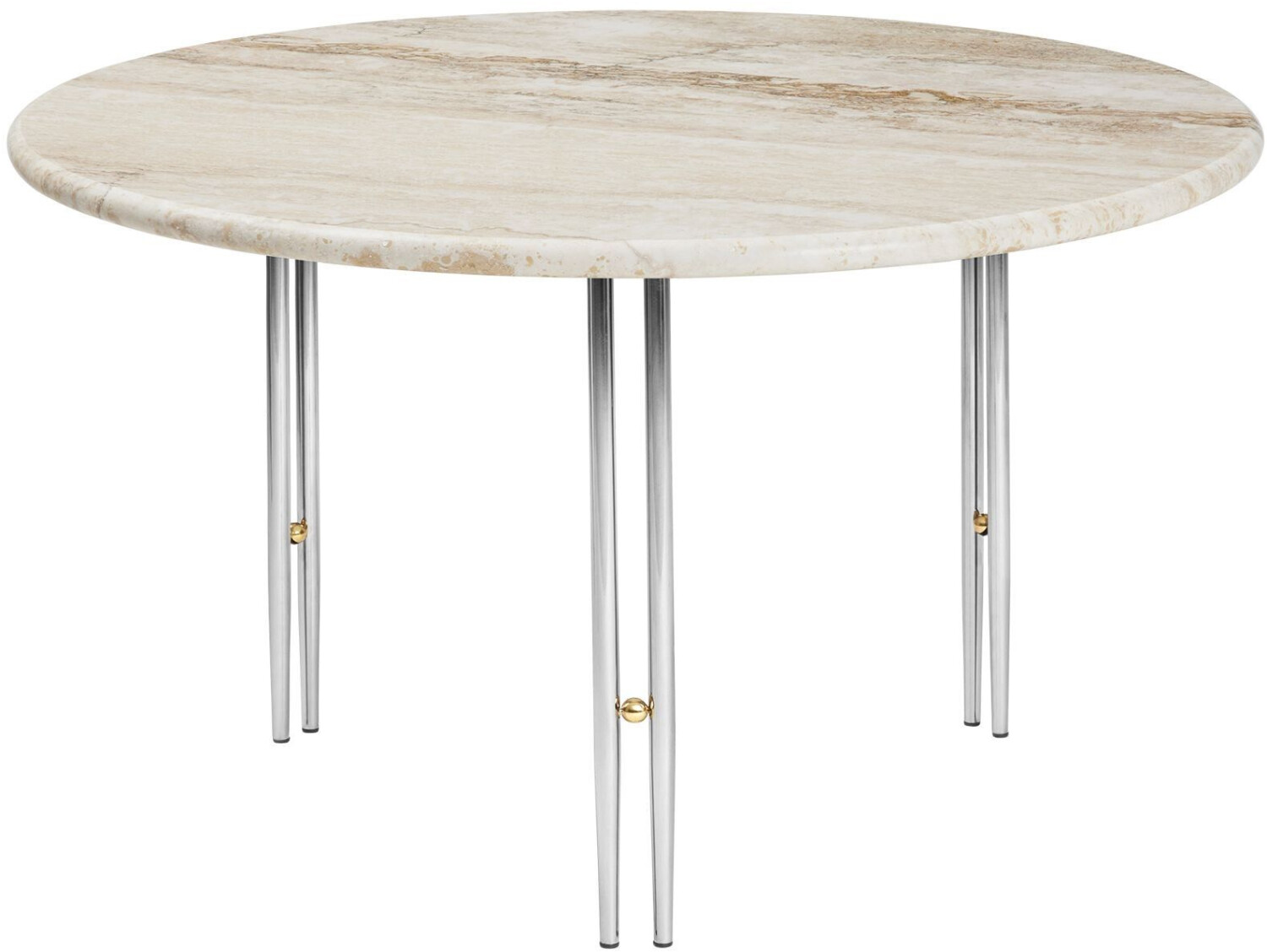 Gubi IOI coffee table Ø70cm wavy beige travertine chrome wavy beige H x Ø 38x70cm