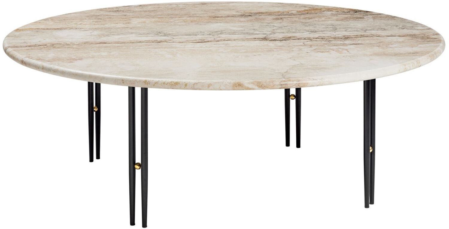 Gubi IOI coffee table Ø100cm travertine matt black wavy beige H x Ø 35x100cm