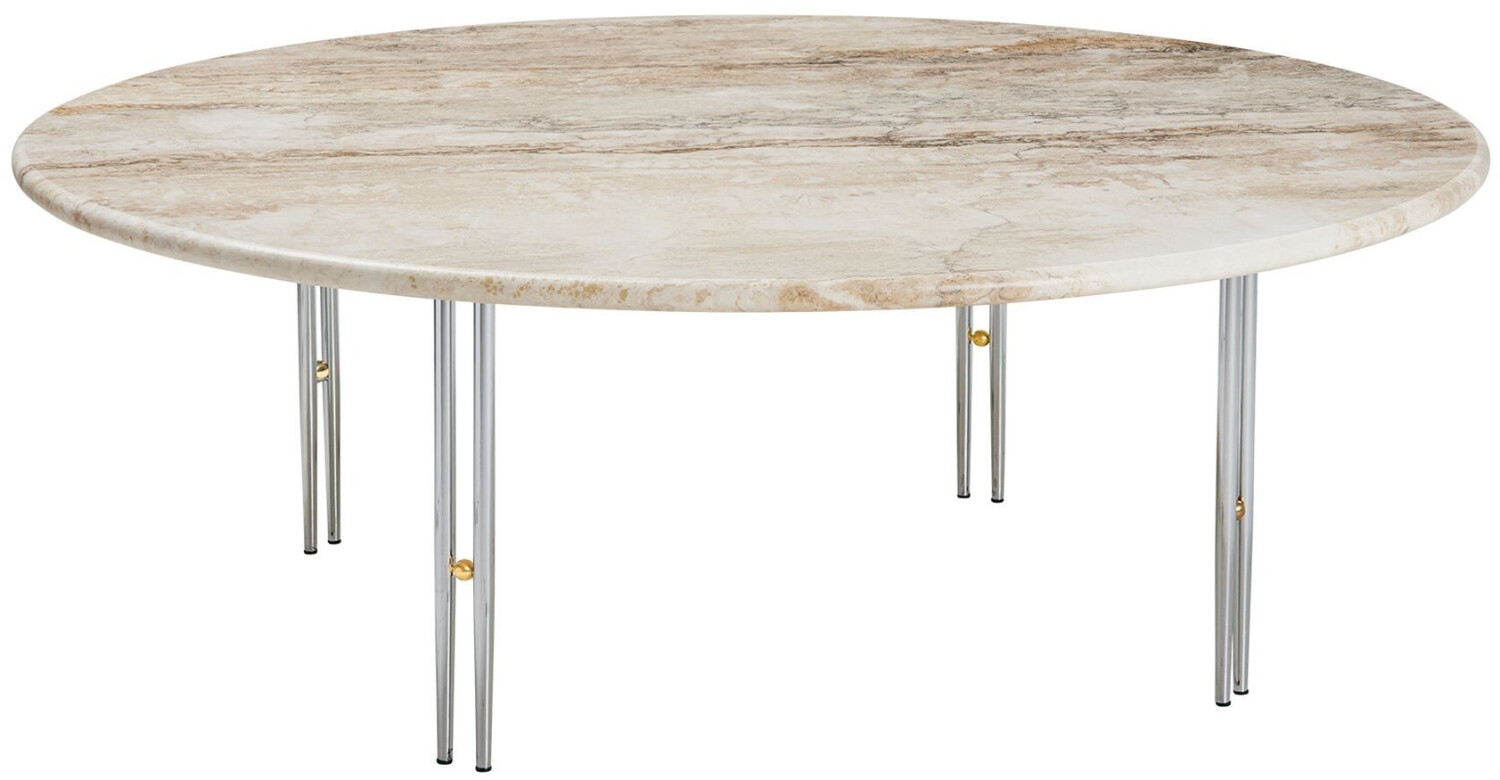 Gubi IOI coffee table wavy beige travertine chrome wavy beige H x Ø 35x100cm