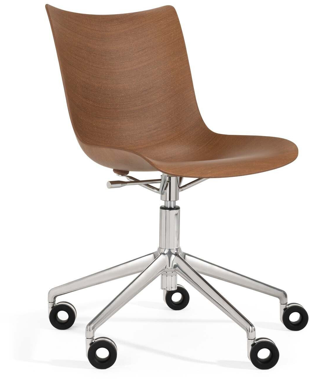 Kartell P Wood office chair beech dark chrome-plated dark beech 51x81-94x60cm