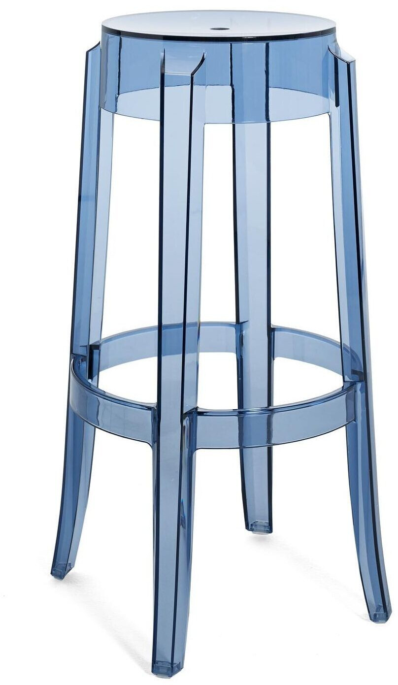Kartell Charles Ghost stool 75cm powder blue transparent powder blue H x Ø 75x27cm