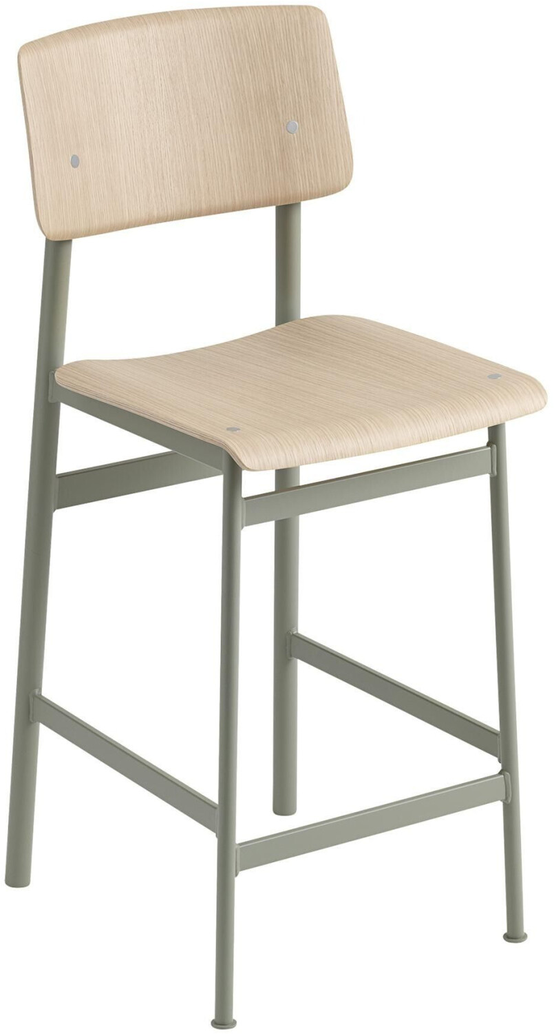 Muuto Loft bar stool 65cm dusty green oak powder coated dusty green oak