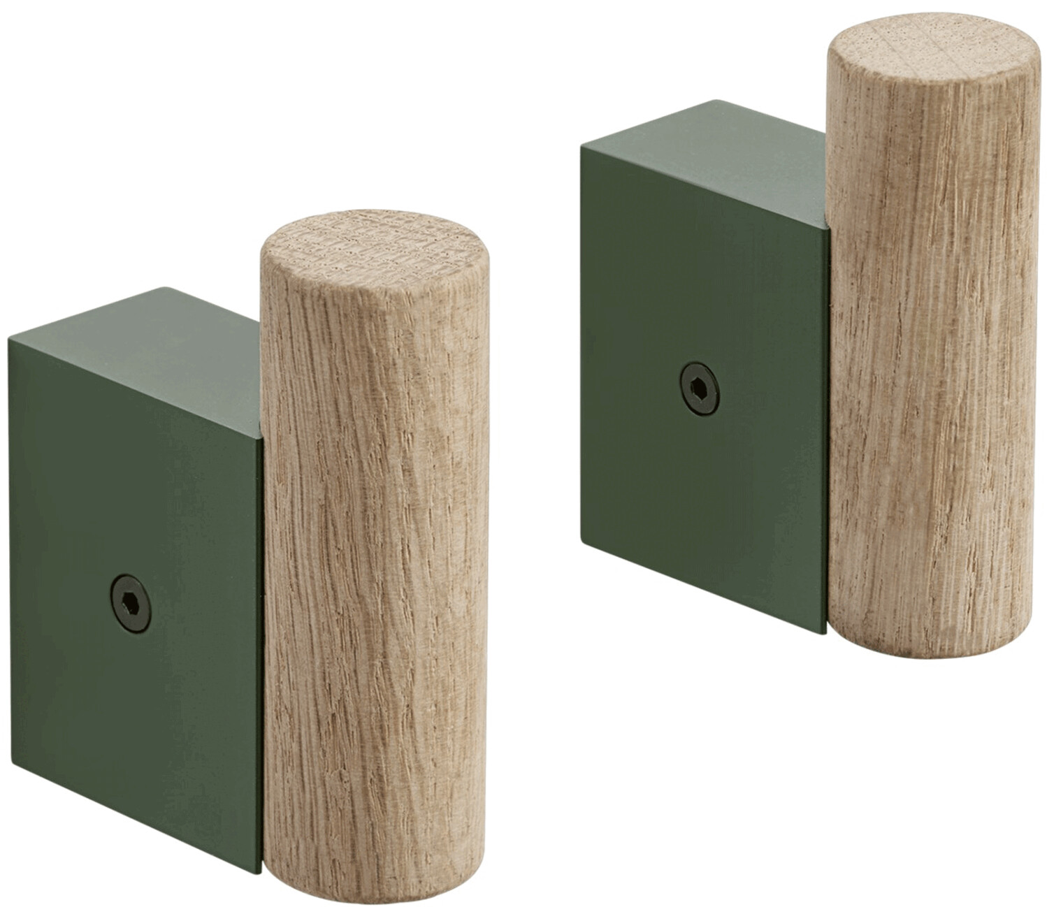 Muuto Attach wall hooks set of 2 dark green oak dark green oak