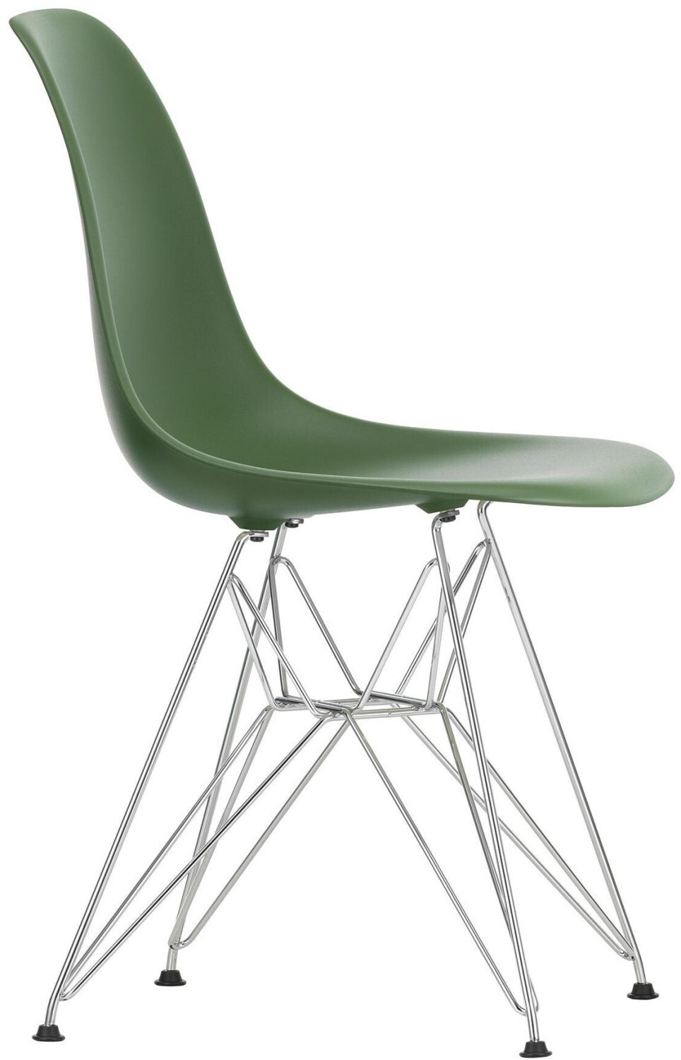 Vitra Eames Plastic Side Chair DSR RE chrome-plated forest Eiffel Tower frame felt gliders black