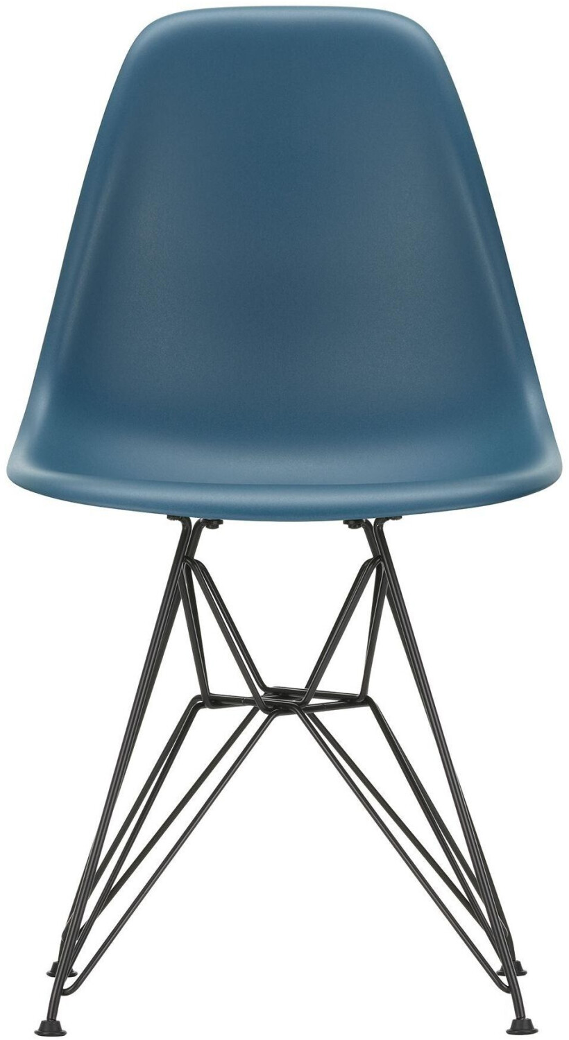 Vitra Eames Plastic Side Chair DSR RE Eiffel Tower frame powder-coated basic dark felt gliders black