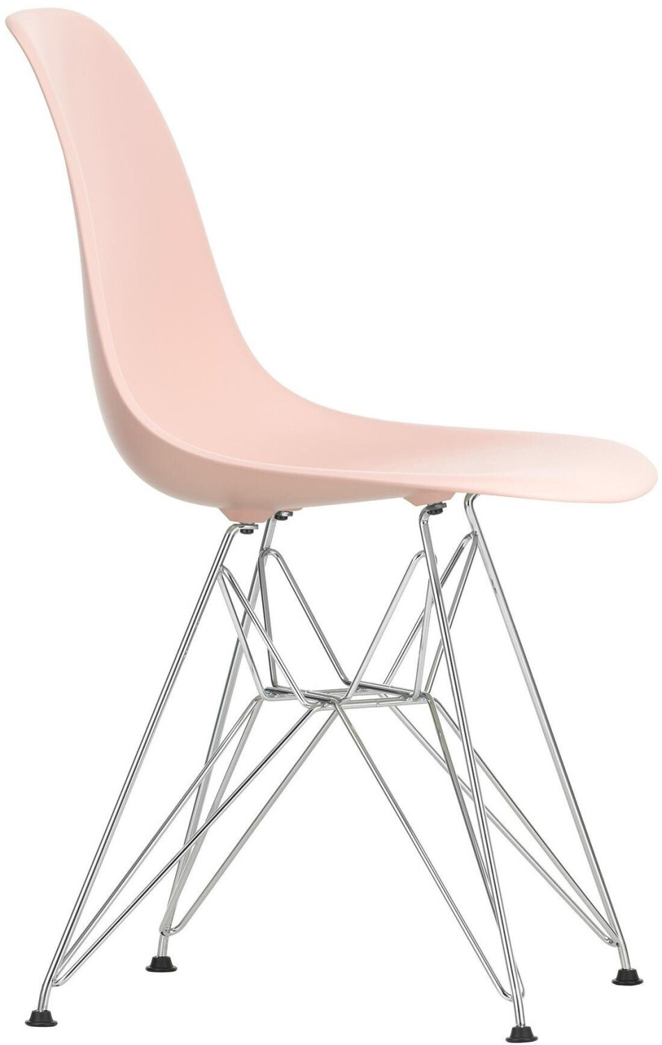 Vitra Eames Plastic Side Chair DSR RE Eiffel Tower frame felt gliders soft rose chrome-plated black