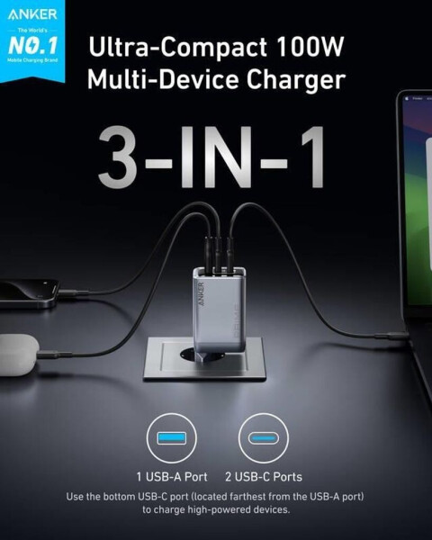 Anker Prime Ladegerät (100W, 3 Ports, GaN), Bild 3