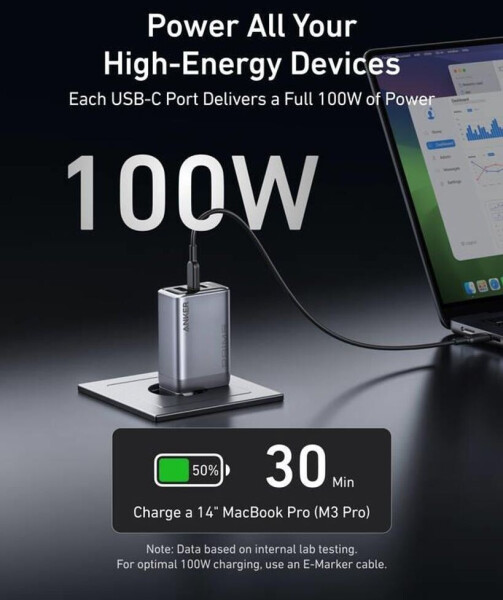 Anker Prime Ladegerät (100W, 3 Ports, GaN), Bild 4