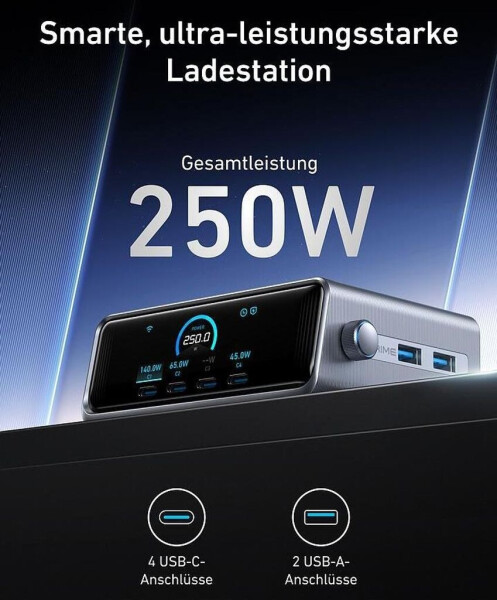 Anker Prime Ladegerät 250W, 6 Ports, GaNPrime (A2345341), Bild 5
