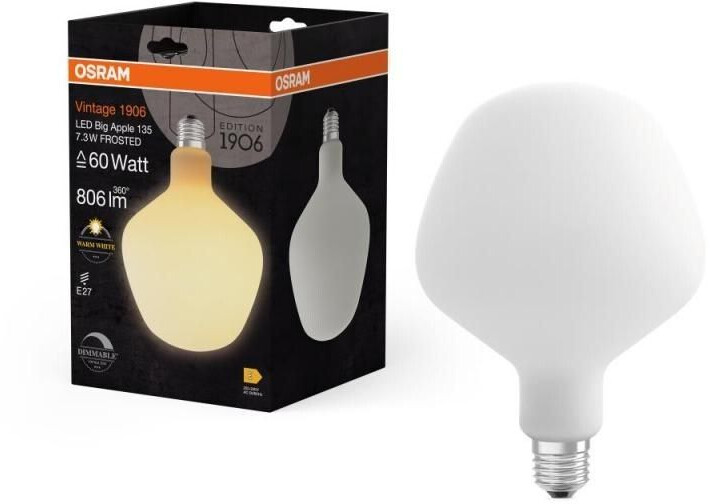 Osram E27 LED Vintage 1906 Big Apple 60 DIM 7.3W like 60W dimmable warm white