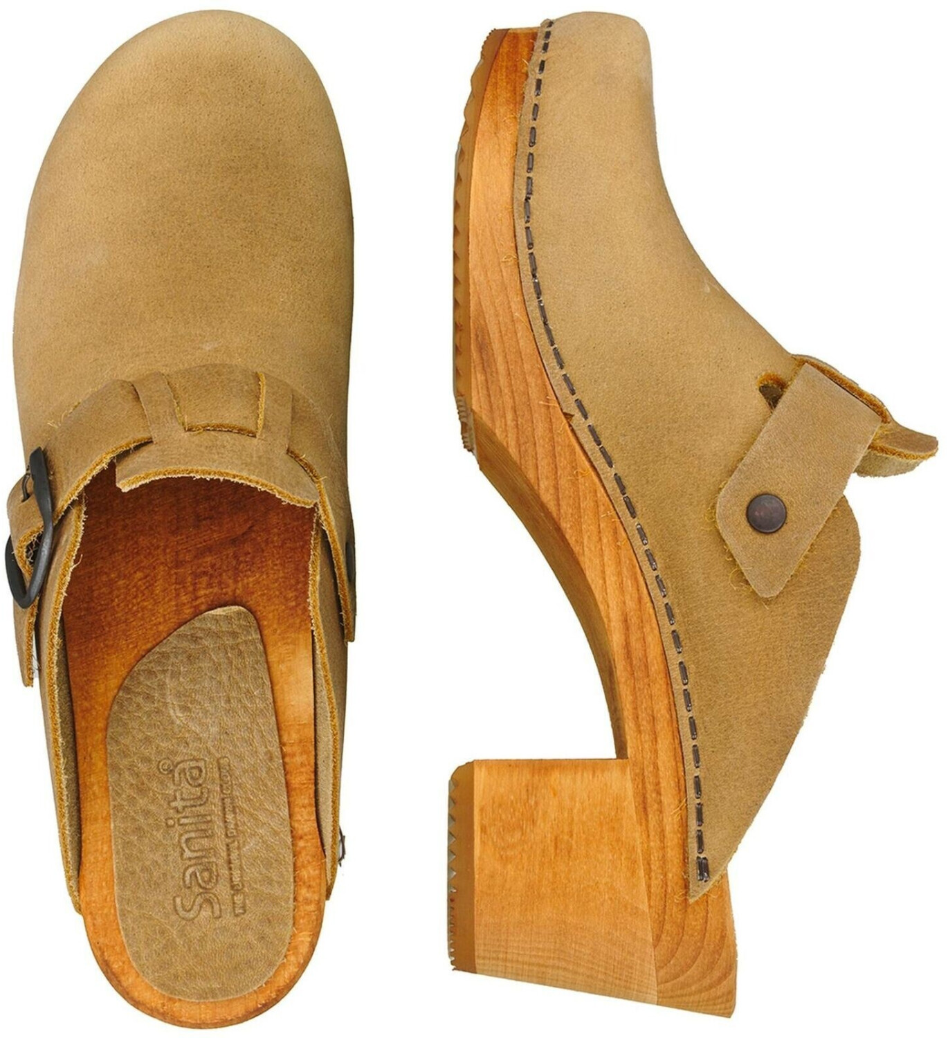 Sanita Wood-Malulo Square Open Clog Chesnut