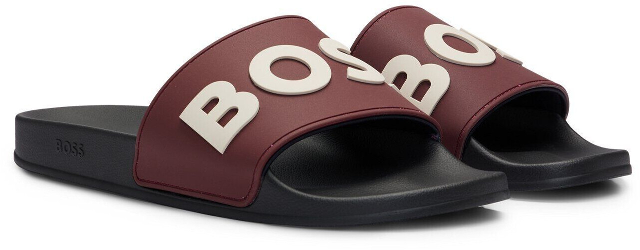 Hugo Boss Slides with raised logo dark red 50498241