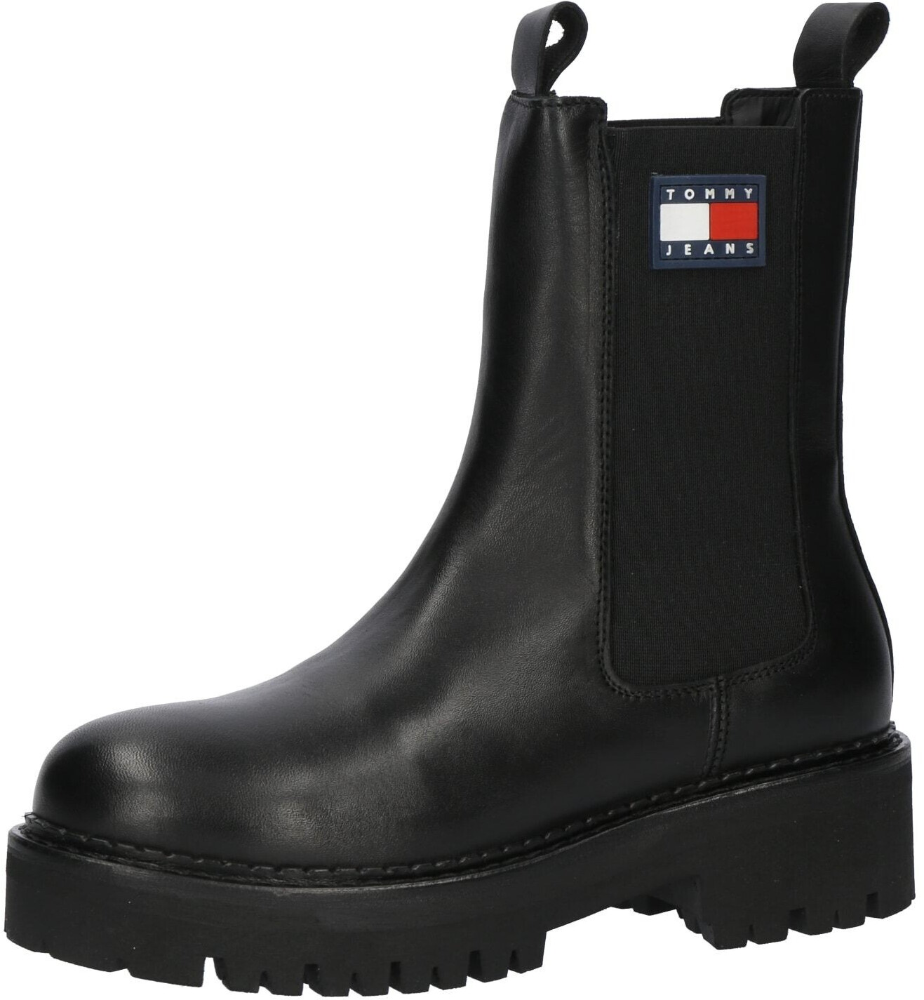 Tommy Hilfiger block heel leather black
