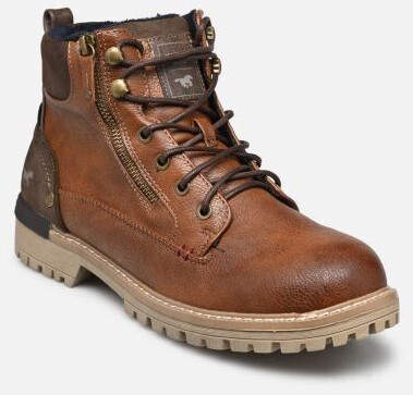 MUSTANG Lace-up with double zipper cognac