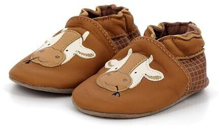 Robeez Funny Cow crib shoe camel