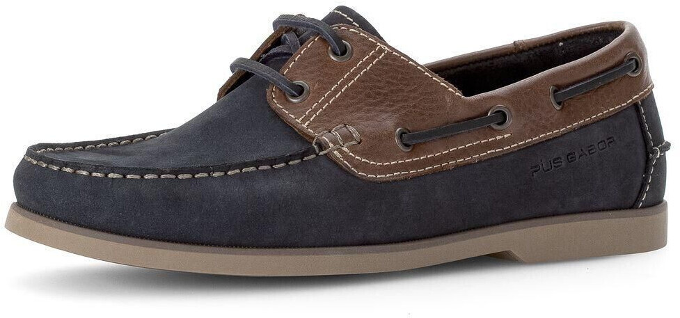 Pius Gabor Moccasins Men Slip On certified leather removable insole Navy Chestnut
