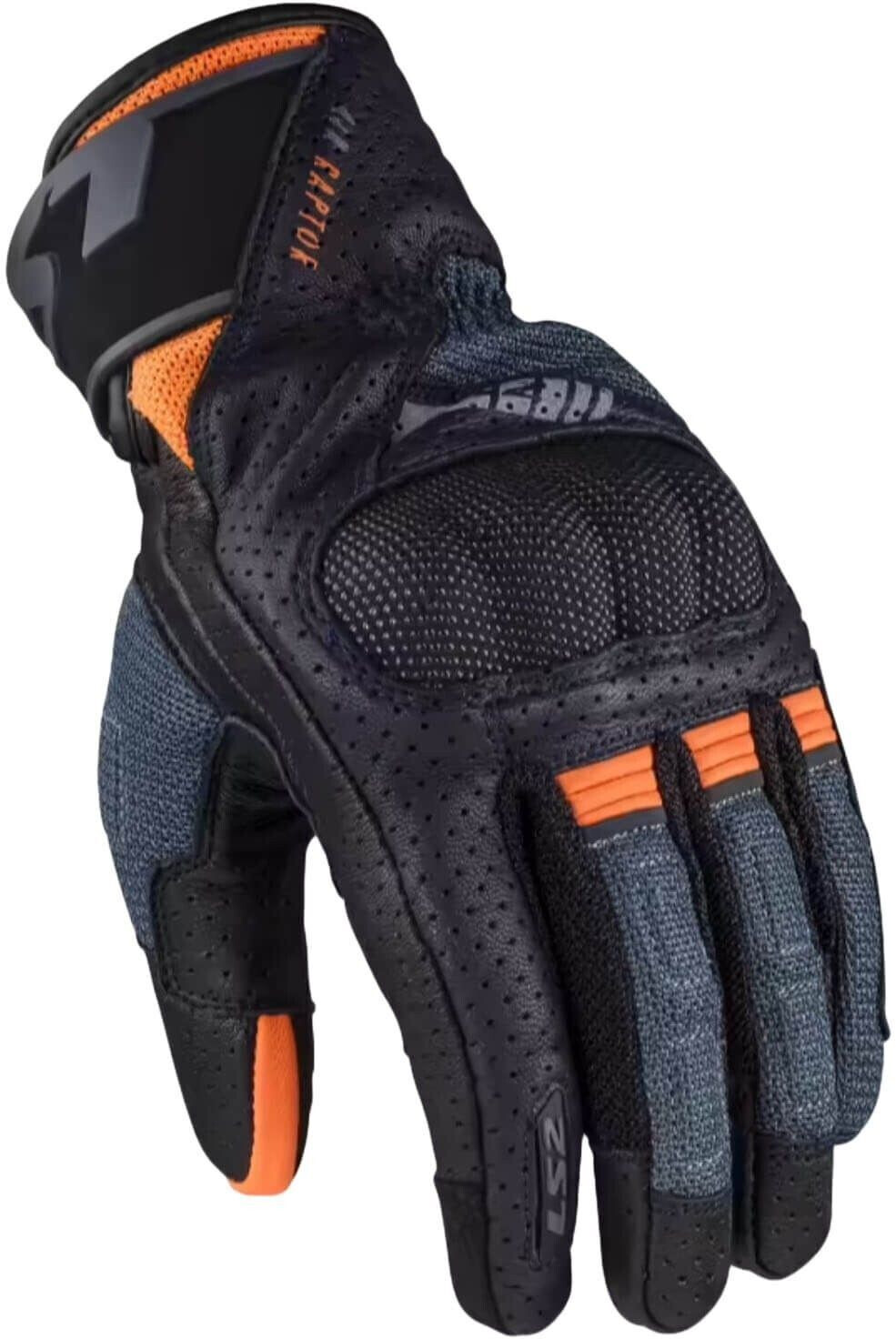 LS2 Air Raptor Gloves black/dark blue/orange fluo