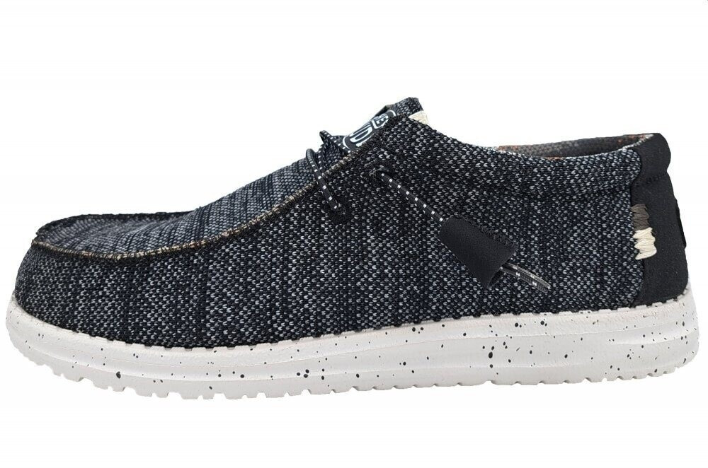 Dude Wally Sox Stitch Half Shoes black white