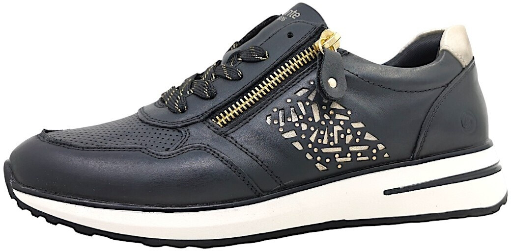 Remonte Dorndorf Sneaker wedge heel smooth leather black