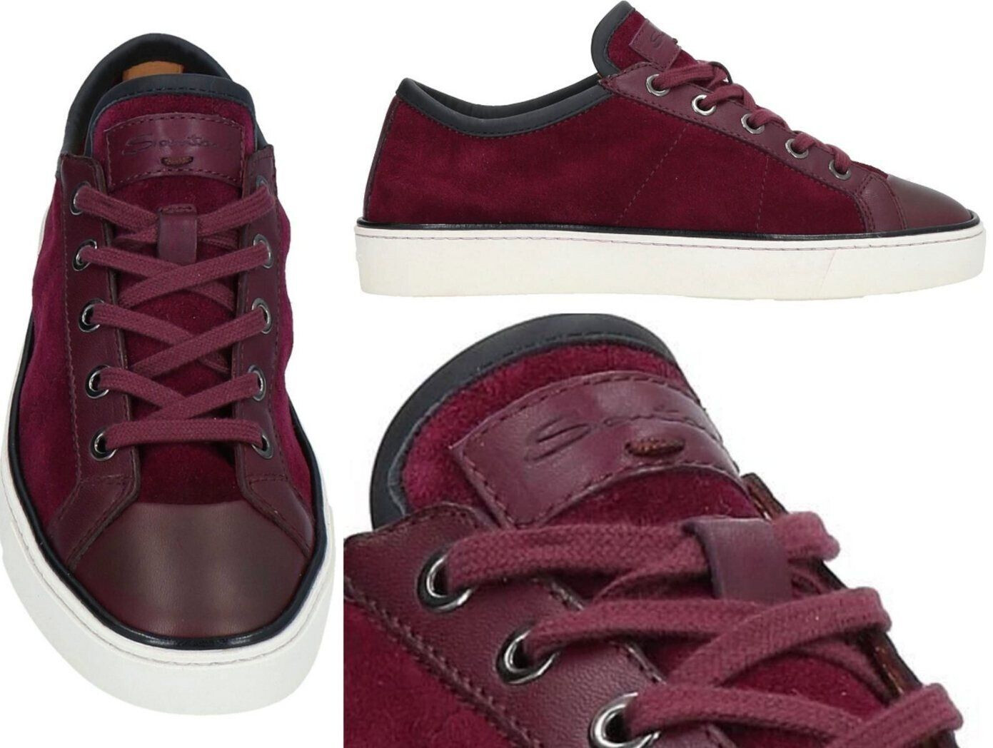 Santoni Leather Low Top Sneakers City Trainers Slippers Halbschuhe Sch Sneaker