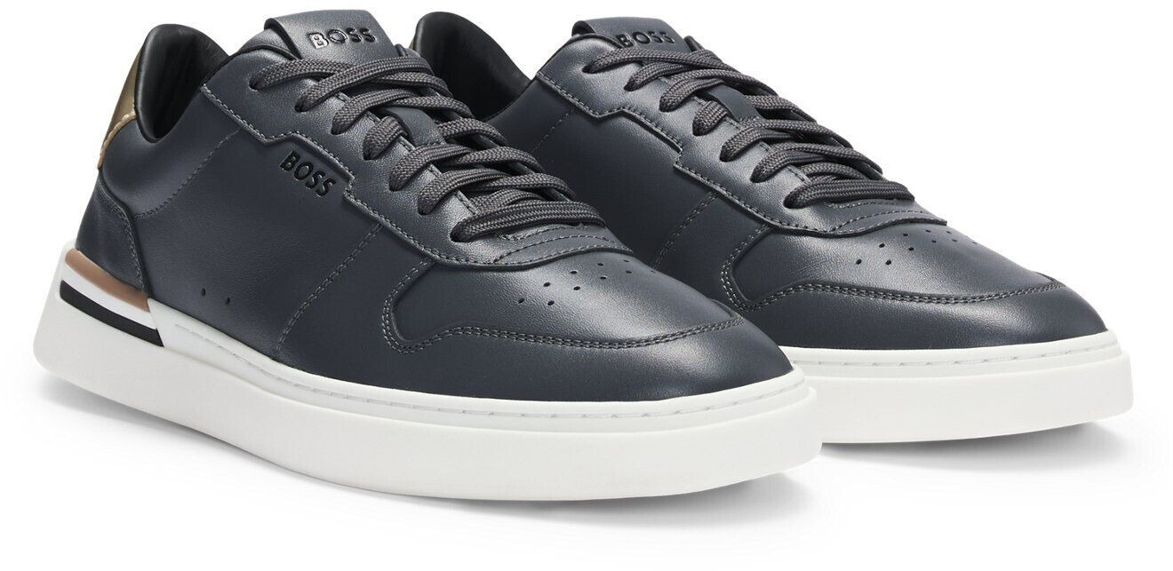 Hugo Boss Sneakers made of leather with cupsoles and signature details Style Clint Tenn ltvp 50498894 dark grey