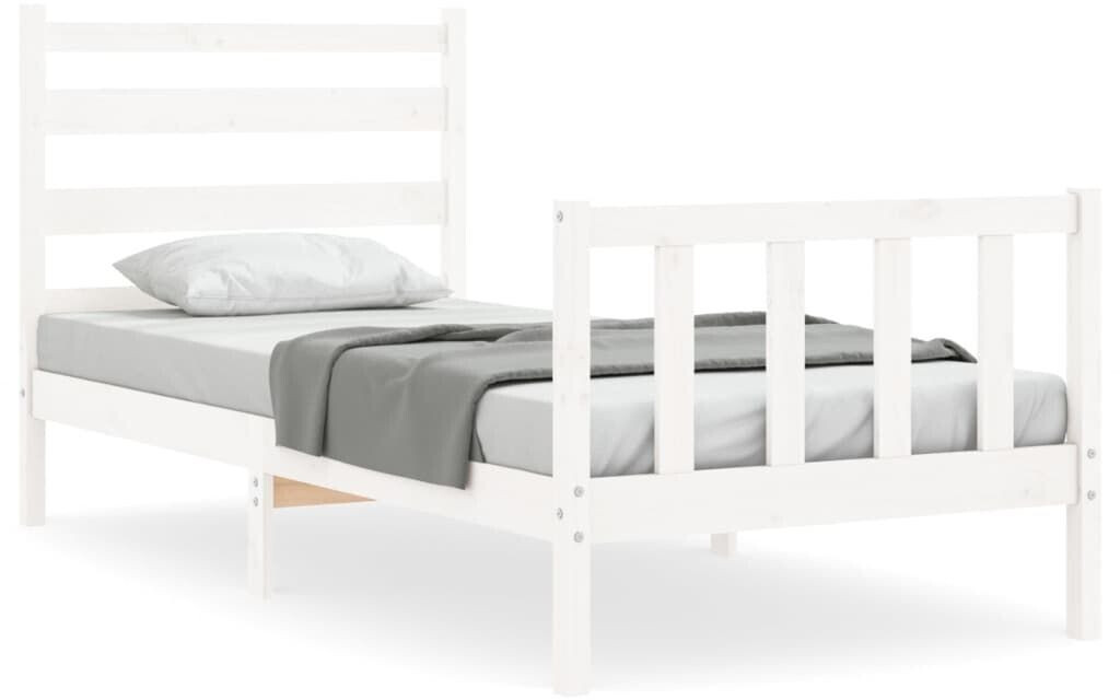 vidaXL Solid wood bed with headboard 100x200cm (3192027)