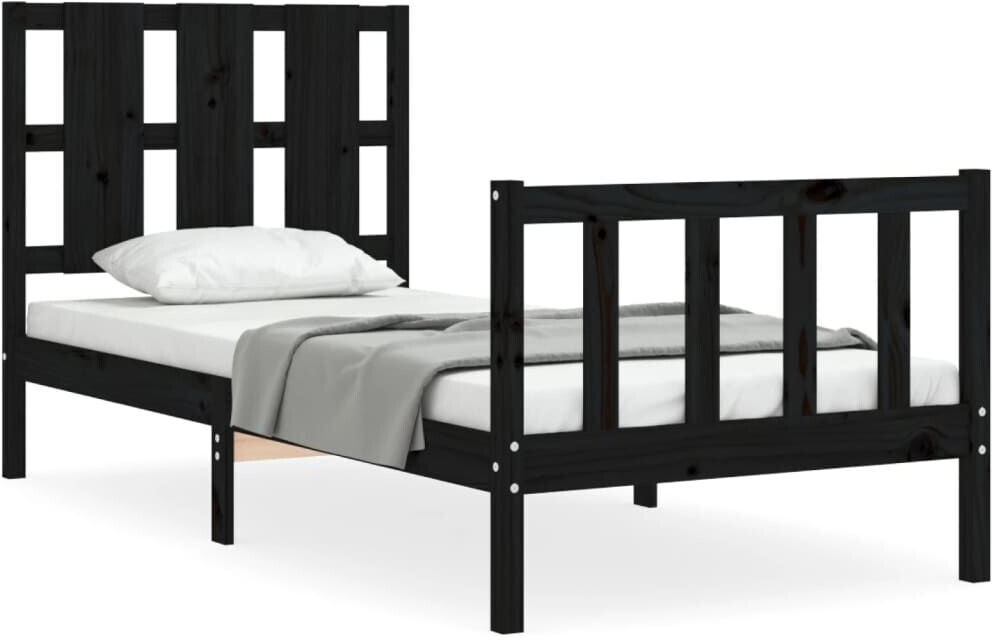 vidaXL Solid wood bed with headboard 100x200cm (3192225)