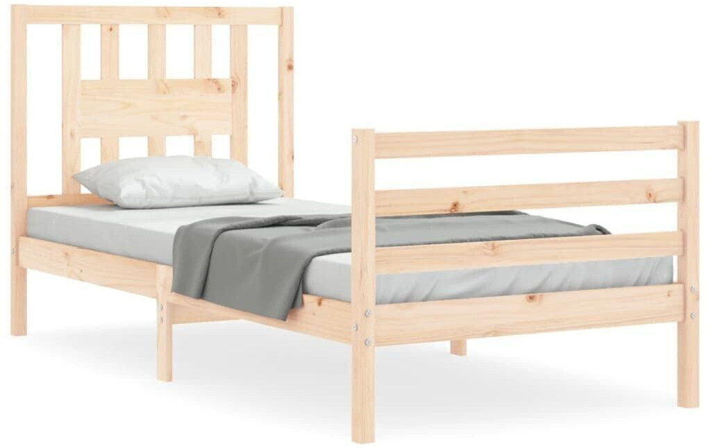 vidaXL Solid wood bed with headboard 100x200cm (3194561)