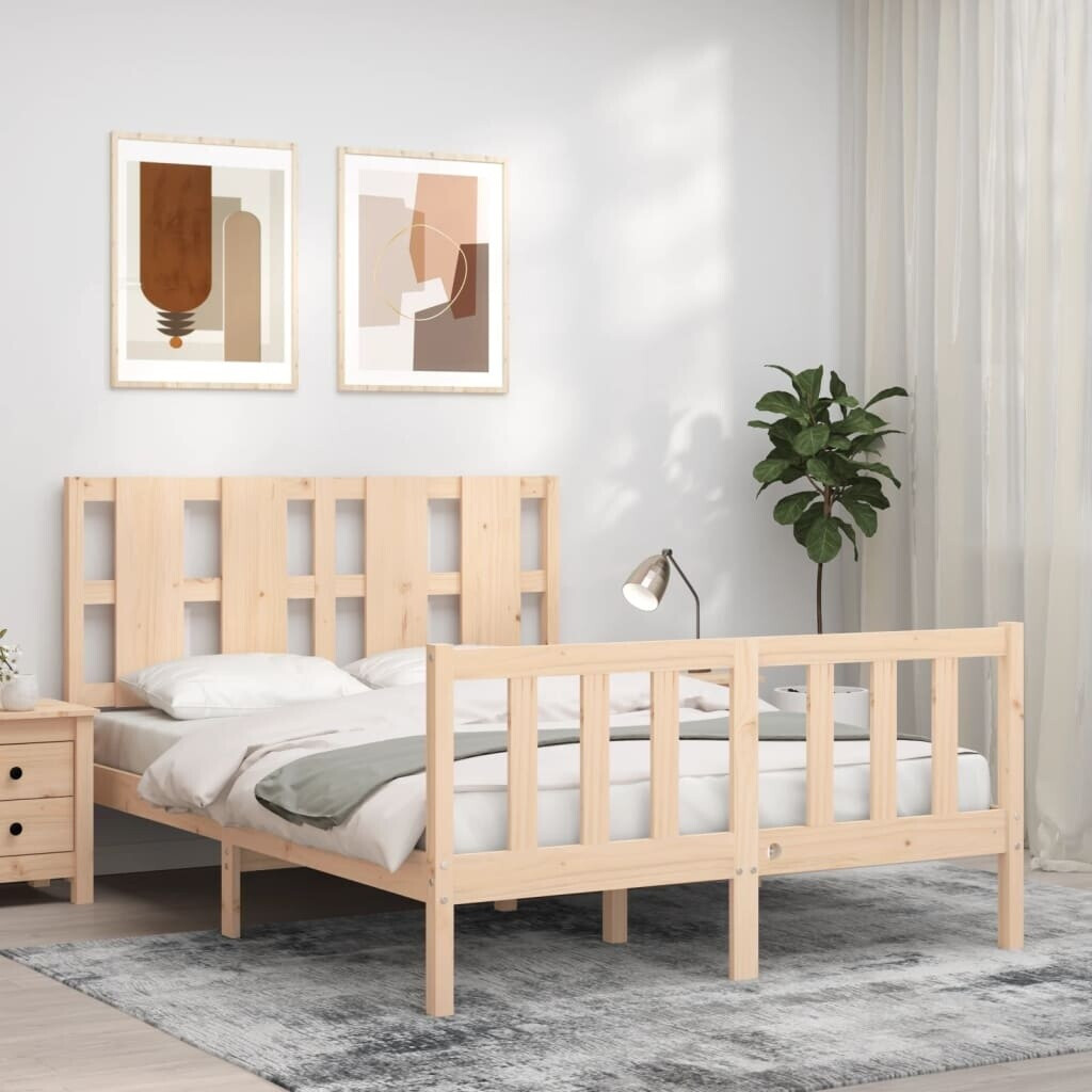 vidaXL Solid wood bed with headboard 120x200cm (3192226)