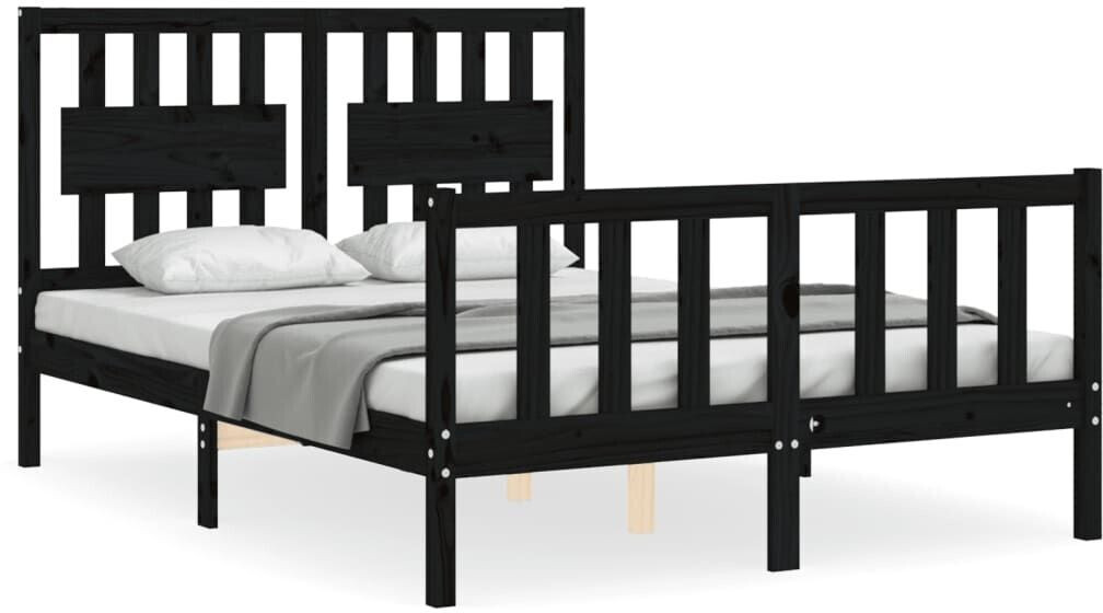 vidaXL Solid wood bed with headboard 120x200cm (3192425)