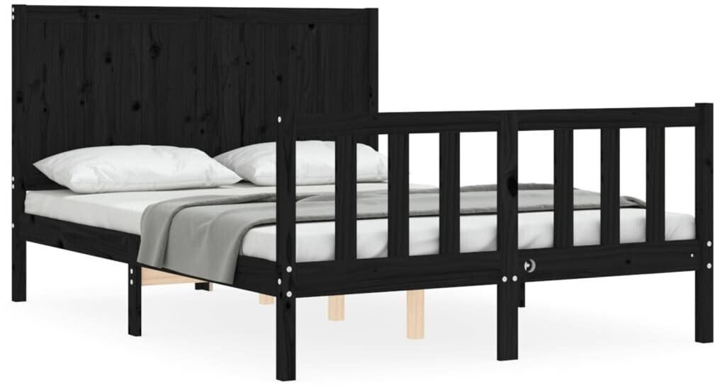 vidaXL Solid wood bed with headboard 120x200cm (3192620)